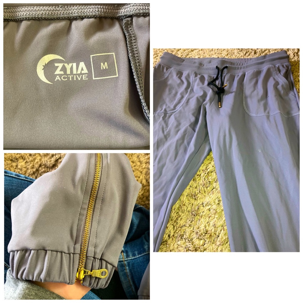 ZYIA Gray peak zipper joggers